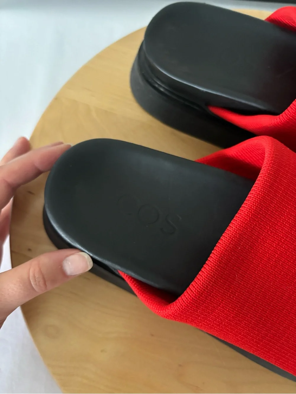 COS Red Slide Sandals with Black Platform